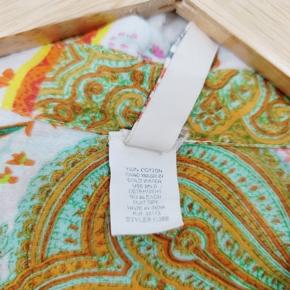 Raga Britta Paisley Button Down Roll Tab Button Down Longsleeve Shirt Size Small - Picture 6 of 7